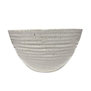 Primagera Portugal Serving Bowl White Ribbed Speckled Ceramic 8in